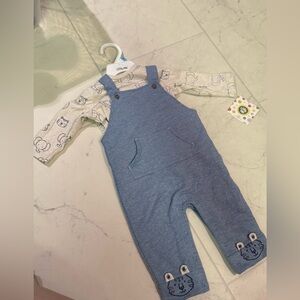 Little Me Cream and Blue Elephant Onesie